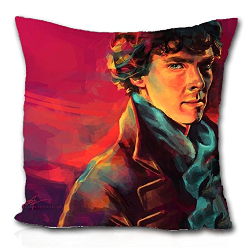 Paintings Men Bbc Sherlock Holmes Artwork Benedict Cumberbatch Pink Backgroun Throw Pillow Cover(18x18Inches)