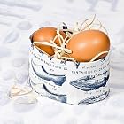 2 Hen's Eggs in Rococo Oval Box With Ribbon