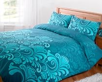 Carmen Teal King Size Poly/Cotton Duvet Cover Set