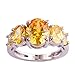 Psiroy 925 Sterling Silver Plated Created Citrine Filled 5 Stone Engagement Ring Band Size 8
