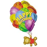 Birthday Bear With Balloon Helium Shape  1 per package 