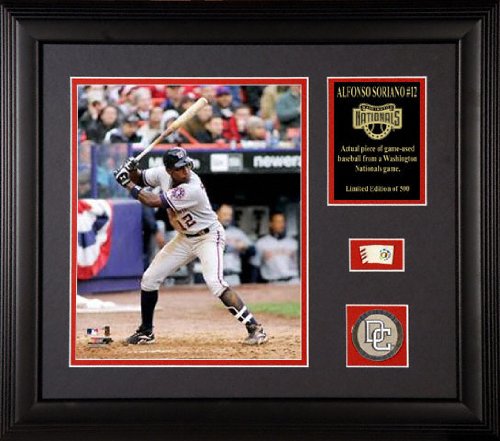 Alfonso Soriano Framed -Nationals- 8x10 Photo With Game-Used Baseball Piece & Medallion