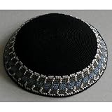 Knitted Kippah (Kippa, Yarmulke) - Black: 16cm