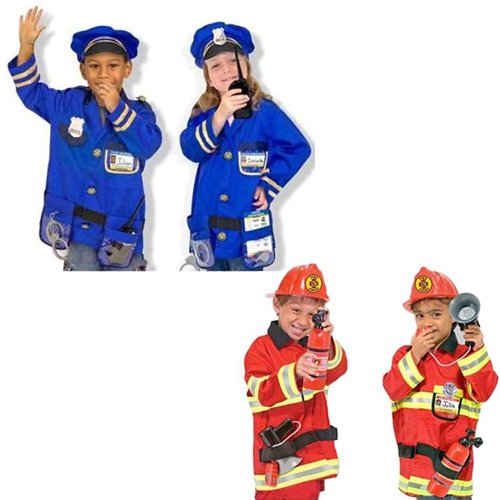  Melissa and Doug Fire Chief and Police Officer Costume Role Play Set