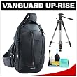 Vanguard Up-Rise 43 Digital SLR Camera Backpack Case (Black) with Deluxe Photo/Video Tripod + Accessory Kit for Canon Rebel XSi, XS, T1i, T2i, EOS 50D, 5D, 7D, Nikon D3000, D5000, D40, D60, D90, D300, D300s, Olympus Evolt E-30, E-450, E-520, E-620, and Sony Alpha A230, A330, A380, A450, A500, A550, A850