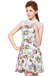 A-line General Print Cocktail Above the Knee Lace Organza Short Sleeves Evening Dress/Prom Dress/Party Dress/Mini Dress 