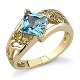 Striking Sophistication 2.16 cts Princess Cut Swiss Topaz Diamond Ring 14Kt Yellow Gold