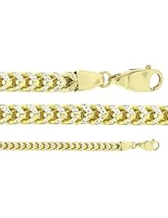 Sterling Silver Hollow Franco Yellow Pave Link Lobster Clasp Chain Necklace 2.8MM 34"