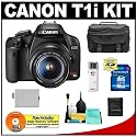 Canon EOS Rebel T1i 15.1MP Digital SLR Camera (Black) with Canon EF-S 18-55mm IS Lens + 16GB Card + LP-E5 Battery + Case + Accessory Kit