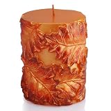 3 x 4 Orange Maple Leaf Pillar Candle