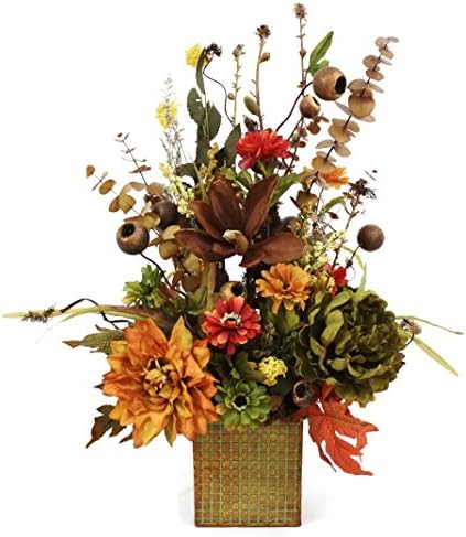 Silk Floral Table Centerpiece, Fall Silk Flower Centerpiece Arrangement - Indian Summer in our Patique Collection