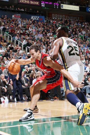 New Jersey Nets v Utah Jazz: Troy Murphy and Al Jefferson Photographic Poster Print by Melissa Majchrzak, 8x12