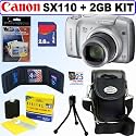 Canon Powershot SX110IS 9MP Digital Camera (Silver) + 2GB Accessory Kit