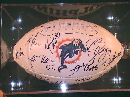 2011 Miami Dolphins Team Signed Autographed Logo Football Chad Henne Coa + Hologram w/ Football Holder