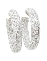 Women 14k White Gold 3.53ctw diamond Hoop earring 44 LE123 Size 9.53