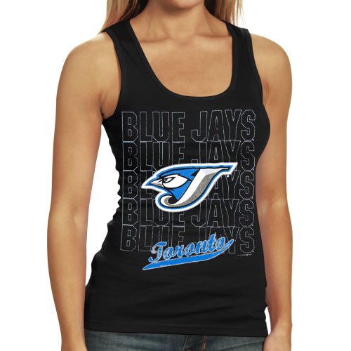 Toronto Blue Jays Ladies Black Repeater Tank Top (Large)