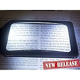 Large Ultra Bright Handheld Reading Magnifier(3x Magnification) with 4 built in LEDs- Comes with Protective Case-Wide Horizontal Viewing Area-Ideal For Reading Small Prints (Map, Newspaper, Magazine and More) By MagniPros&reg;