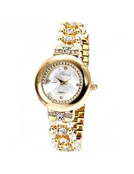 Exquisite Quartz Analog Watch Wristwatch Timepiece with Rhinestones & Pearl Band for Lady - Gold SWWT1-280973
