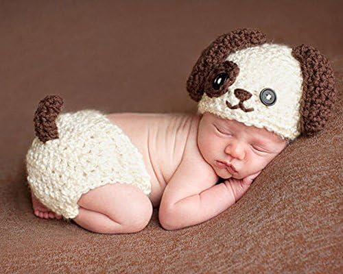 Xinmao Yuanming Newborn Cute Dog Handmade Crochet Knitted Unisex Baby Cap Outfit