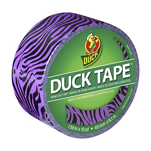 Duck Brand 281517 Purple Zebra Printed Duct Tape, 1.88 Inches x 10 Yards, Single Roll