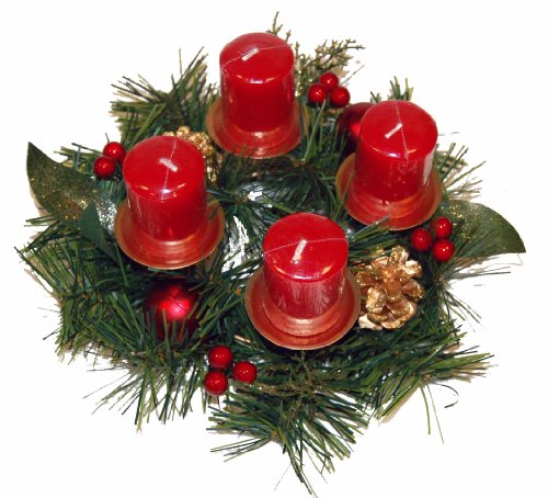 Brauns-Heitmann 80015 Adventskranz mit Kugeln und Zapfen, inklusiv 4 Kerzen rot / gold
