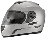 Daytona Crossover Metallic Silver Dual Visor Full Face DOT Motorcycle Helmet [X-Small]