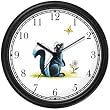 Skunk, Butterfly & Flower Cartoon - JP Animal Wall Clock by WatchBuddy Timepieces (Slate Blue Frame)