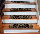 Dean Premium Carpet Stair Treads - Elegant Keshan Ebony 31" x 9" (Set of 13)