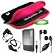 Amazon Kindle ( Wifi Only , Wifi + 3G ) ( Latest Generation ) Accessories Kit: Jet Black with Hot Pink Carrying Sleeve