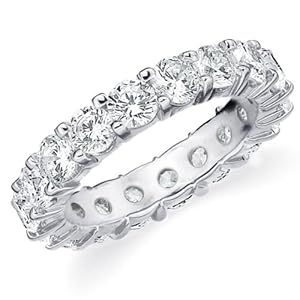 14K White Gold Shared-Prong Diamond Wedding Anniversary Eternity Band (4.0 cttw, H-I Color, SI1-SI2 Clarity) RING SIZE 4.5