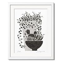 《版画》ワイヤープランツと多肉植物 八つ切り(303×242mm)