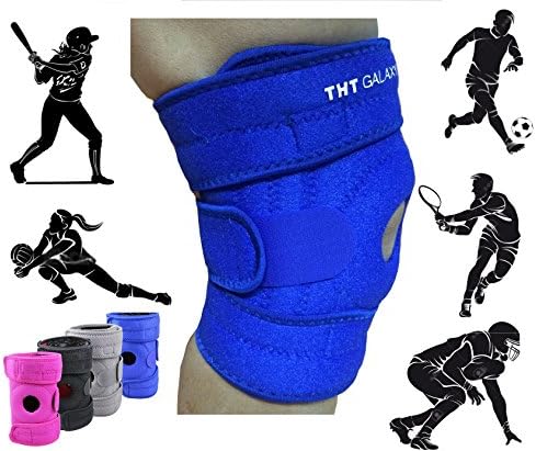 Premium Knee Brace Support. The Best Knee Protection When Running, Jumping, Climbing, Biking, Playing Football, Sport . . . For Men & Women, Boys & Girls. One Size Adjustable Fix All. (Blue)