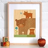 Petit Collage Print on Wood - Bear w/ Baby - 11 Petit Collage Print on Wood - Bear w/ Baby - 11