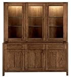 Sonoma Dark 3-Door Glazed Top Unit and 3-Drawer Sideboard Set