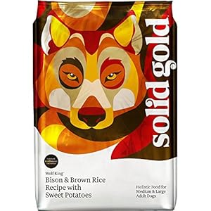 Solid Gold Wolf King Holistic Dry Dog Food, Bison, Brown Rice & Sweet Potatoes, Moderately Active Adult Dogs, Medium & Large, 24lb Bag