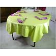 Carmagnole Tone on Tone Coated Green French Tablecloth 65 by 100 inches with 6 napkins