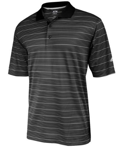 Adidas Golf Men's Climalite Two-Color Stripe Polo Shirt, Black/White, X-Large