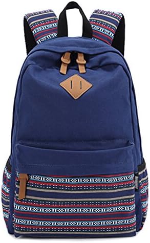 Ladies Casual Vintage School Backpack Canvas tribal patterns canvas school backpacks, blue