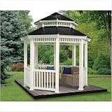 10 x 10 Double Roof Gazebo (White/Gray) (11' 1H x 11'3W x 11'3D)