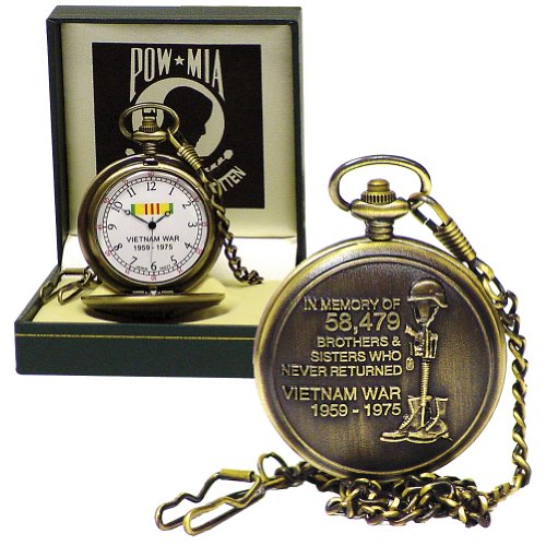 Vietnam War Memorial Pocket Watch - Bronze-finish Metal with Gift Box
