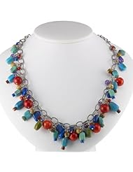 Sterling Silver Multi Color Stone Drop Necklace - 21 Inches