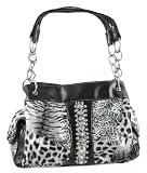 Black / White Animal Print Rhinestone Shoulder Bag