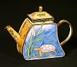 Sea Turtle Enameled Hinged Lid Miniature Teapot