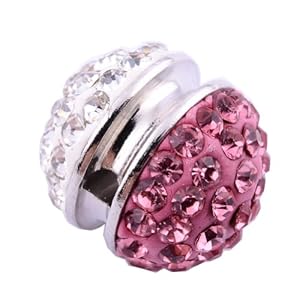Kadima Swarovski Elements ,Disco Ball ,Shamballa Ball , Lots of 12pcs 12MM Shamballa Inspired Pave Crystals Alloy Ball - Crystal/Rose Pink