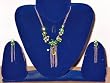 Gift Idea-bollywood Style Green Jewelry Earrings and Pendant 3pc Set Free Shipping