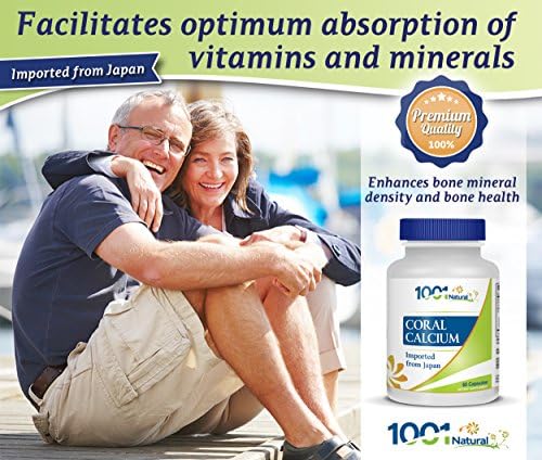 1001Natural Coral Calcium Capsules - Coral Mineral Powder Marine Grade 1000mg with Vitamin D-3, Naturally-Ocurring Ionic forms of Calcium, Magnesium and All Trace Minerals.