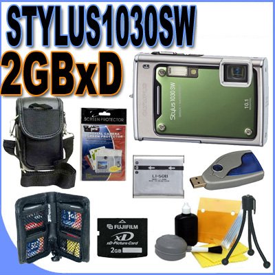 Olympus Stylus 1030SW (226350) 10.1MP Green Digital Camera 2GB xD Memory Stylus 1030 BigVALUEInc Accessory Saver Bundle