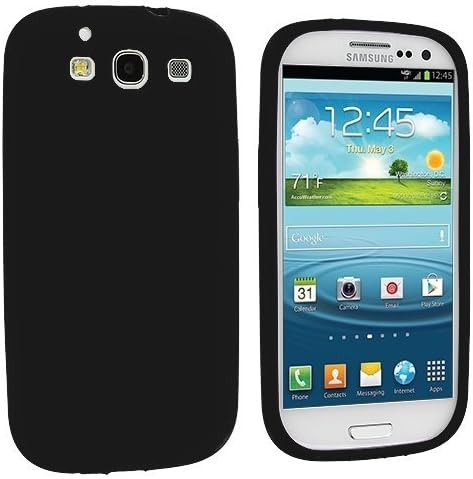 CyberStyle(TM) Silicone Rubber Gel Soft Skin Case Cover for Samsung Galaxy S3 i9300/I535/L710/T999/I747 - Retail Packaging - Black + Free Clear Screen Protector