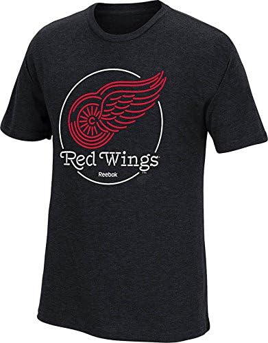 NHL Detroit Red Wings Men's Neon Hockey Tri-Blend Short Sleeve Tee, Large, Vintage Black
