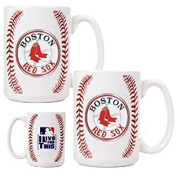 Boston Red Sox MLB 2pc Ceramic Gameball Mug Set - Primary Logo